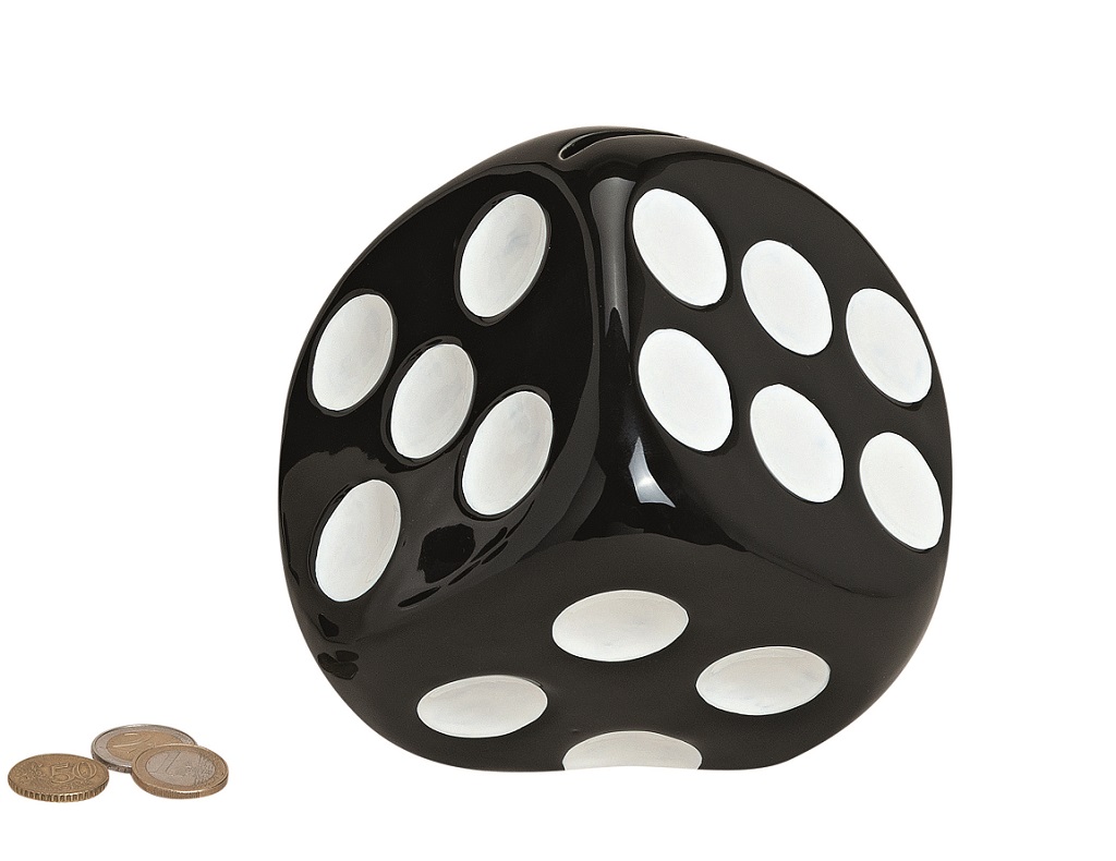 Originelle Würfel Spardose 15 x 15 cm groß schwarz Sparschwein Geld