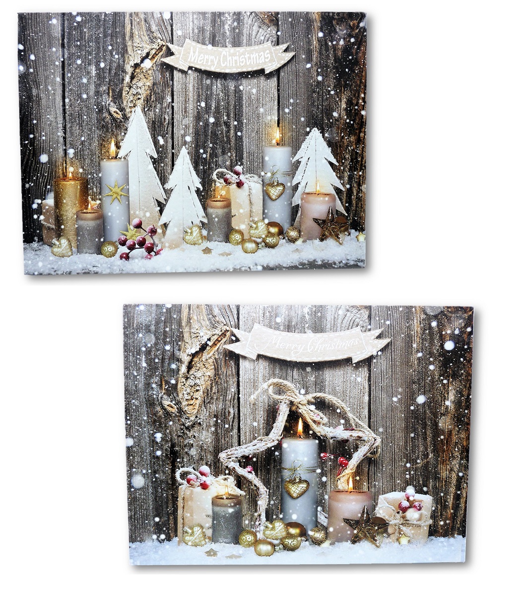 2 Wandbilder Merry Christmas Led Beleuchtet 40 X 30 Cm Kerzen Weihnachten Ebay