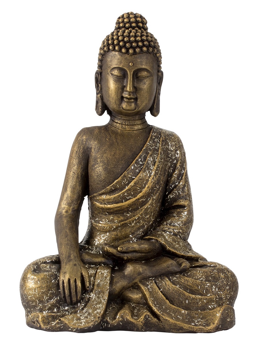 Kupferfarben Feng Shui Dekofigur Buddhismus Buddha Figur 39 cm Lotussitz Gold 